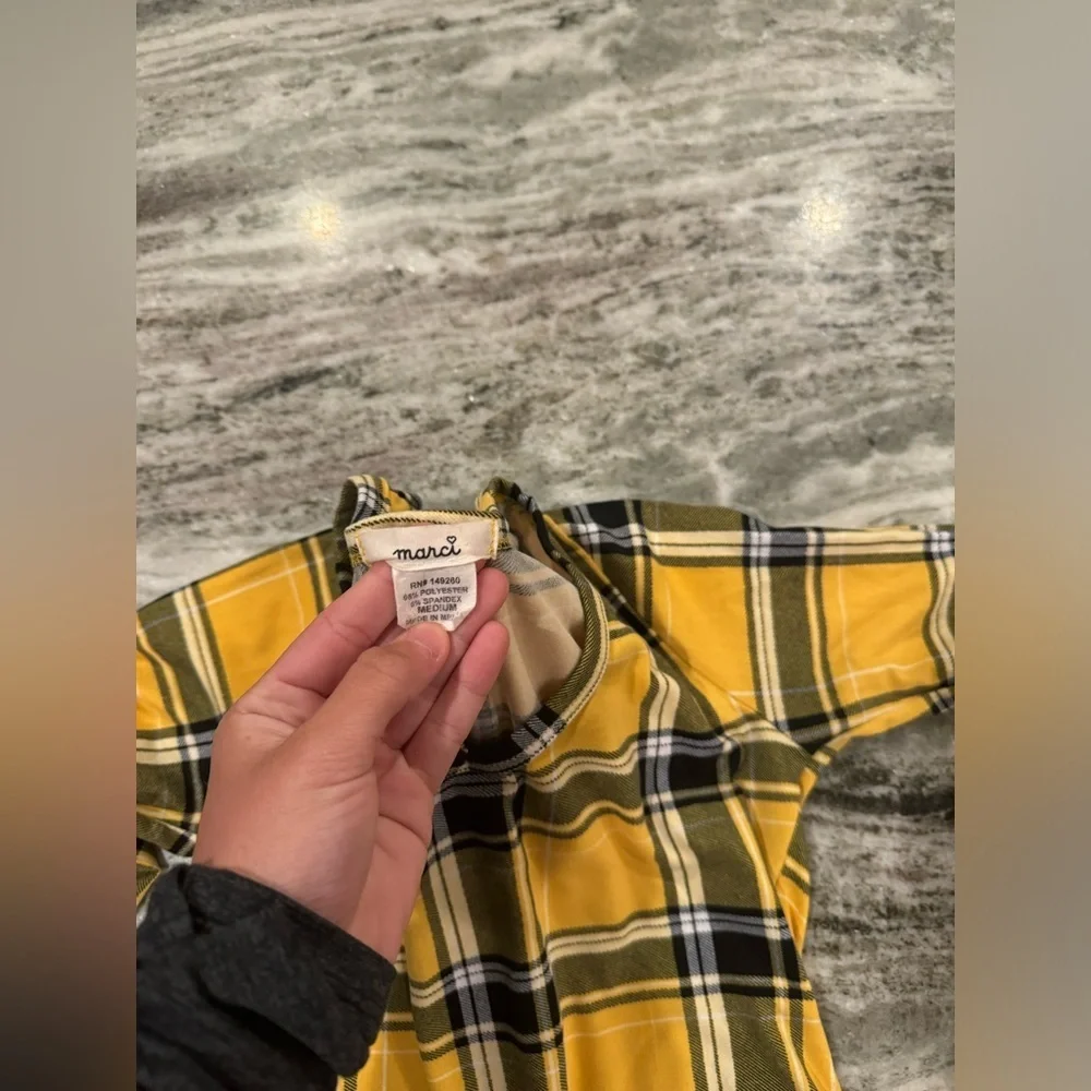 Long Sleeve Plaid Bodysuit Women’s Size Medium
